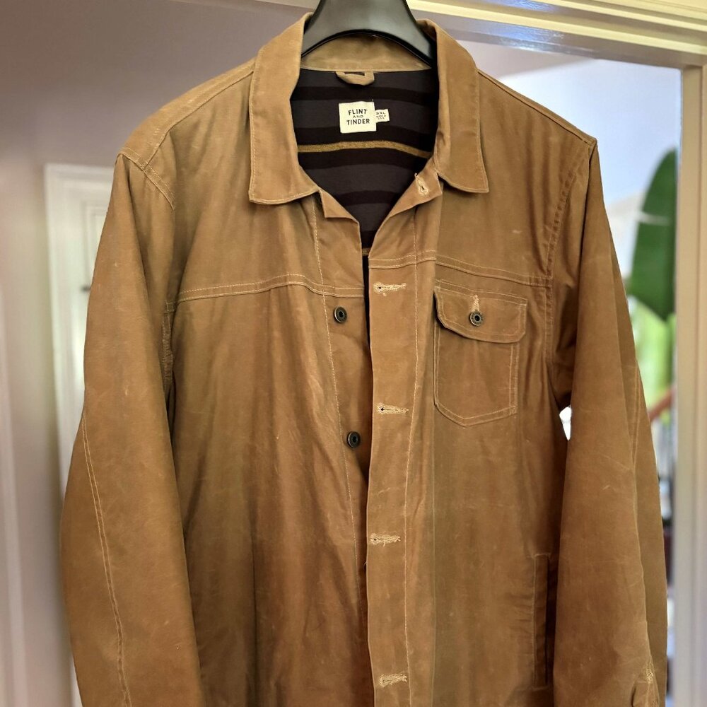 Flint & Tinder Flannel-Lined Waxed Trucker Jacket (